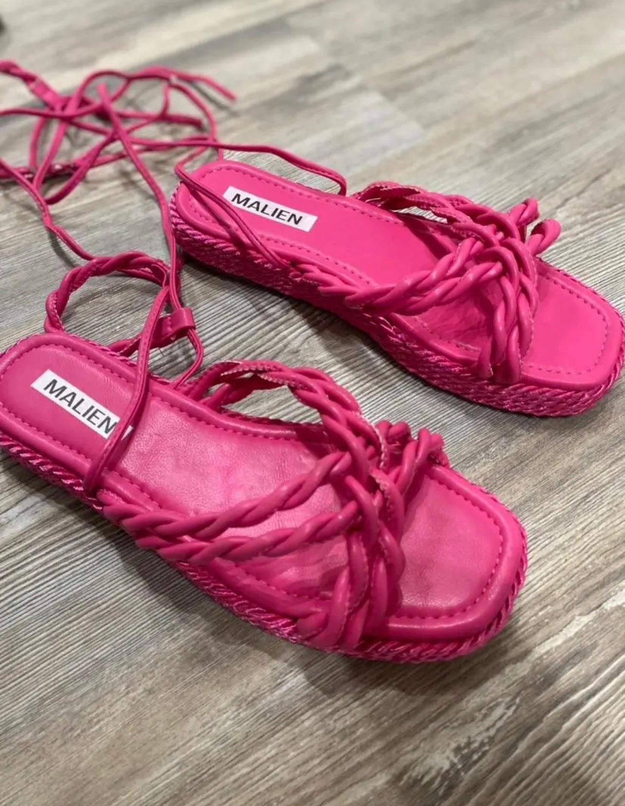 Sandali intrecciati flatform - FUCSIA